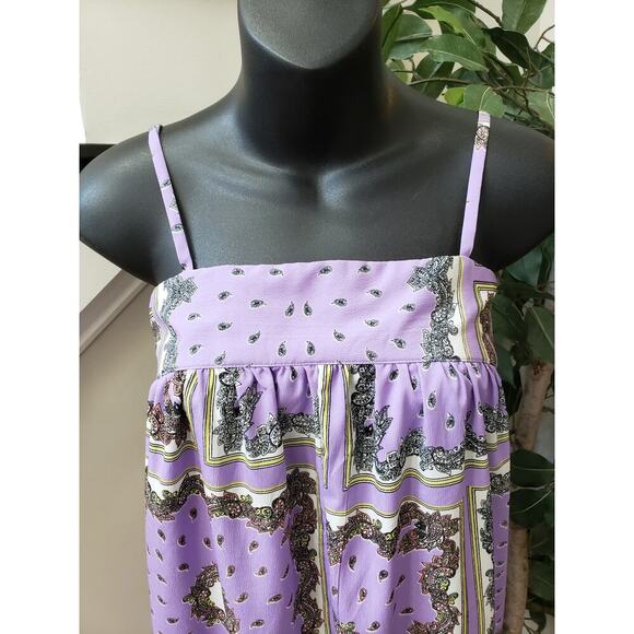 Toxik3 Jumpsuit Womens Small Purple Paisley Sleeveless Pockets Adjustable Strap - Picture 16 of 16